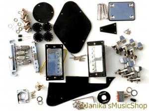 CHROME/BLACK ELECTRIC GUITAR HARDWARE KIT LES PAUL